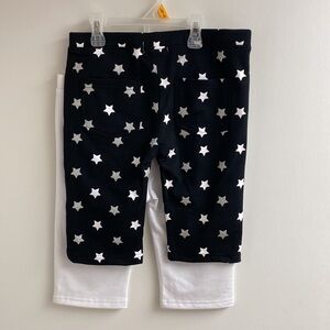 NWT 2 pairs girls 10 jegging shorts white and black with silver stars